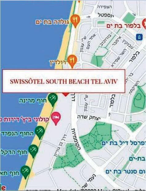"חוף דרום תל אביב". ציון המלון במפה