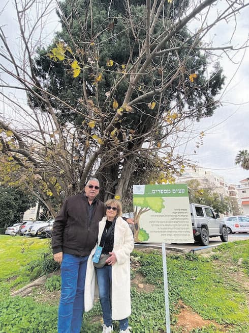 ברוידא ומאירי ליד העץ של משפחת שוגרמן