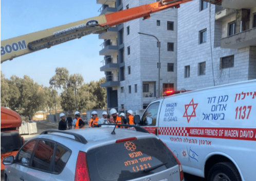 זירת התאונה באתר הבנייה