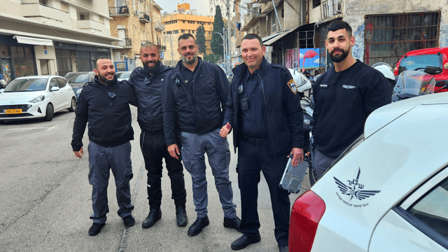 סיירת הבטחון של עיריית חיפה שהגיעה לקורבן