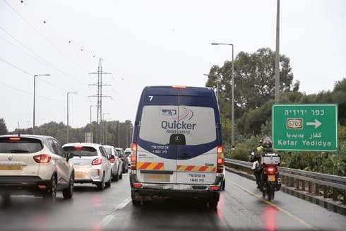 פקקים בכביש 57 בנתניה