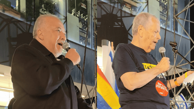 ליברמן וצ'חנובר בעצרת בחורב (צילום: מחאת העם) ליברמן וצ'חנובר בעצרת בחורב