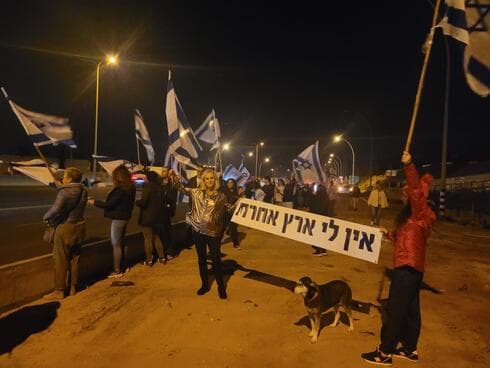 הפגנה אמש בגשר אודים על כביש החוף