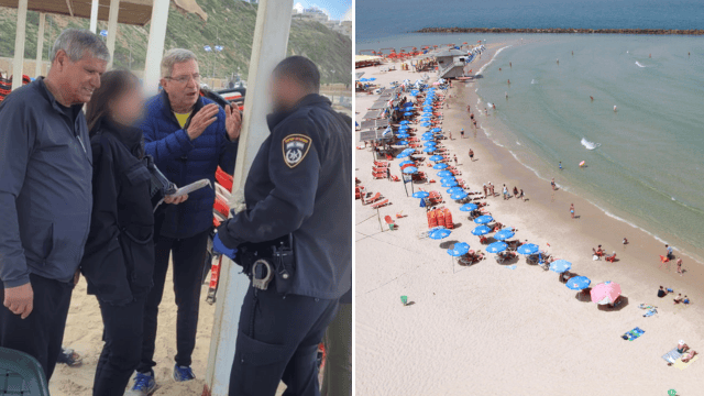 הררי ובולמש עם השוטרים בחוף סירונית