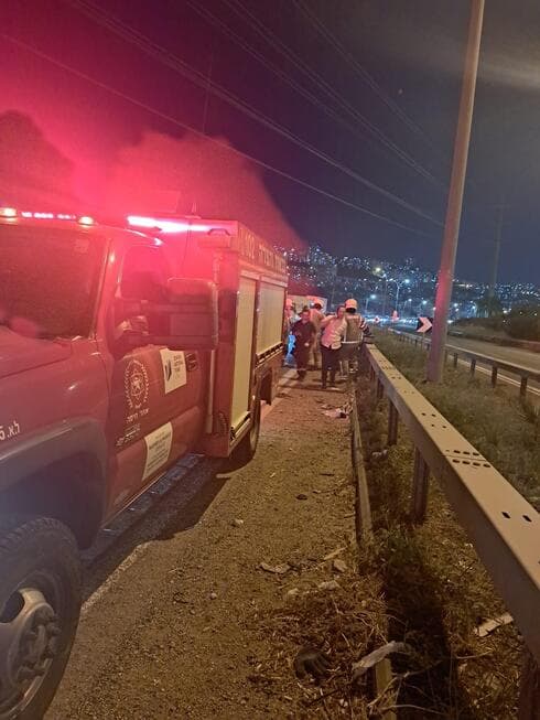 זירת התאונה בכביש 22