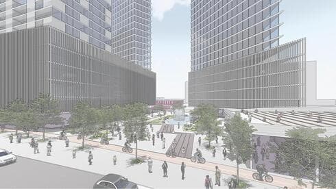 רובע מגורים חדש מעל דיפו המטרו בראשל"צ (הדמייה באדיבות: גורדון אדריכלים ומתכנני ערים בע"מ) רובע מגורים חדש מעל דיפו המטרו בראשל"צ