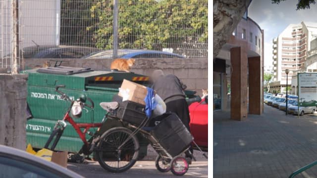 קשישים מחפשים אוכל בפחים