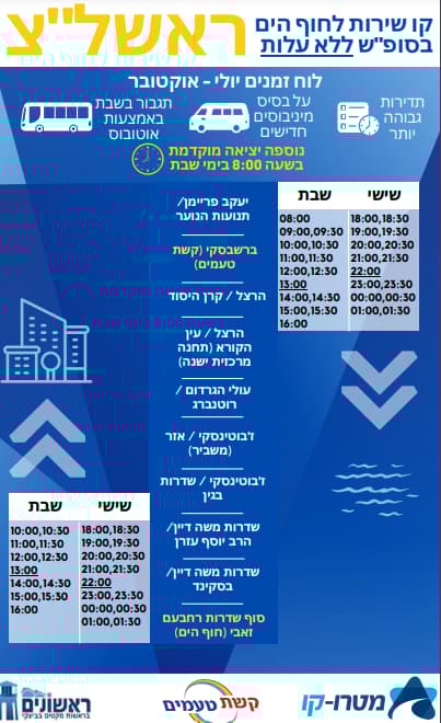 בלוח הזמנים להסעות לים