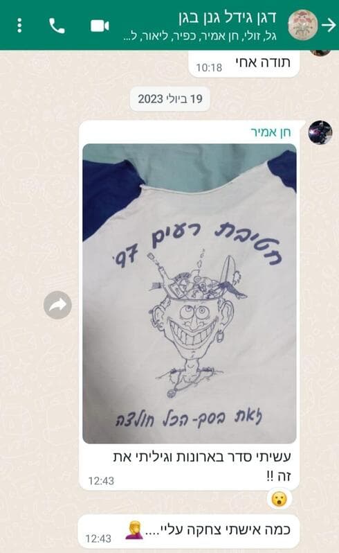 ההתכתבות בקבוצת הווטסאפ שבה השתתף חן אמיר