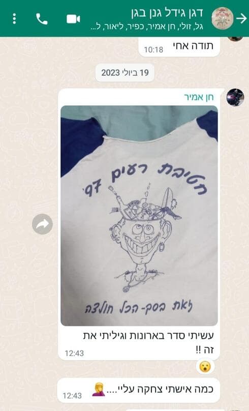 ההתכתבות בקבוצת הווטסאפ שבה השתתף חן אמיר