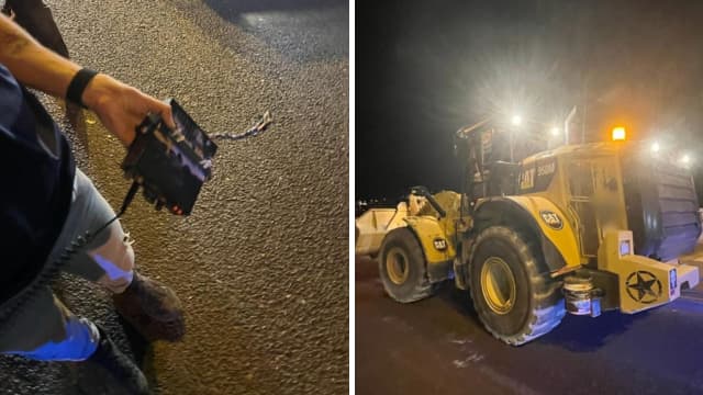 הטרקטור ואמצעי הכריזה שבאמצעותו החשוד קרא לביצוע מעשה טרור עד שנתפס ע״י המשטרה (צילום: דוברות המשטרה) הטרקטור ואמצעי הכריזה שבאמצעותו החשוד קרא לביצוע מעשה טרור עד שנתפס ע״י המשטרה