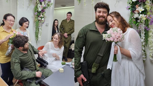 באים מהחזית על מדים כדי להתחתן