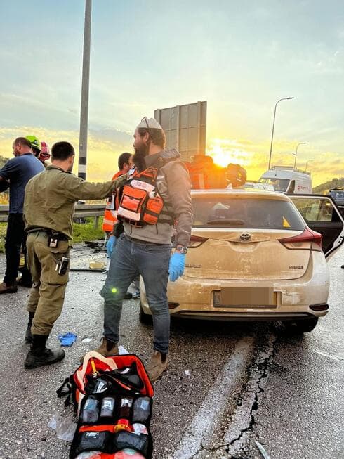 זירת התאונה (צילום: דוברות איחוד הצלה) זירת התאונה