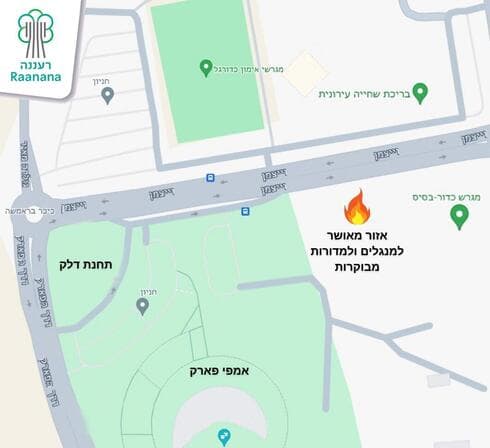 מפת מתחם המדורות ברעננה