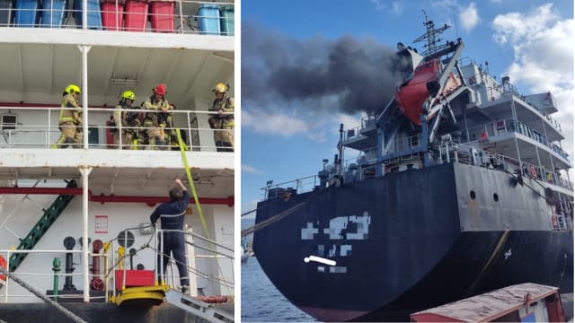 השריפה באונייה בנמל חיפה