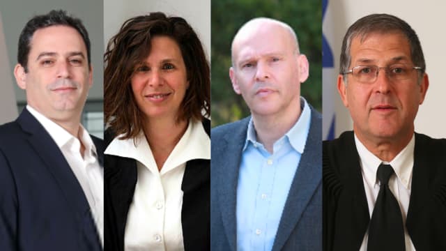 השופט רון שפירא, עמית איסמן, השופטת טל תדמור זמיר, עמית בכר (צילום: דוברות בית המשפט, דנה קופל) השופט רון שפירא, עמית איסמן, השופטת טל תדמור זמיר, עמית בכר