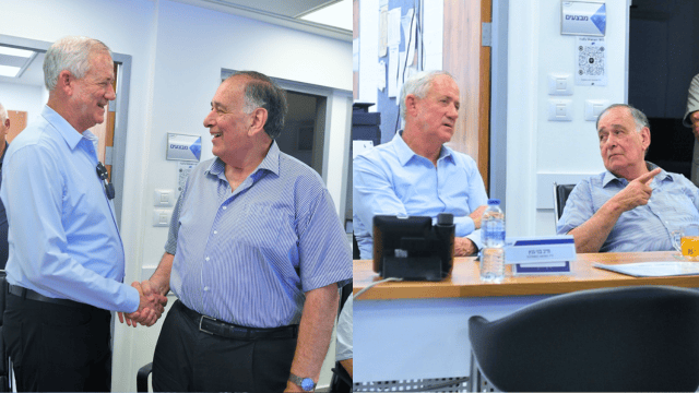 בני גנץ, יונה יהב, גדי מרגלית ואביהו האן בחדר המלחמה של חיפה (צילום: ראובן כהן עיריית חיפה) בני גנץ, יונה יהב, גדי מרגלית ואביהו האן בחדר המלחמה של חיפה