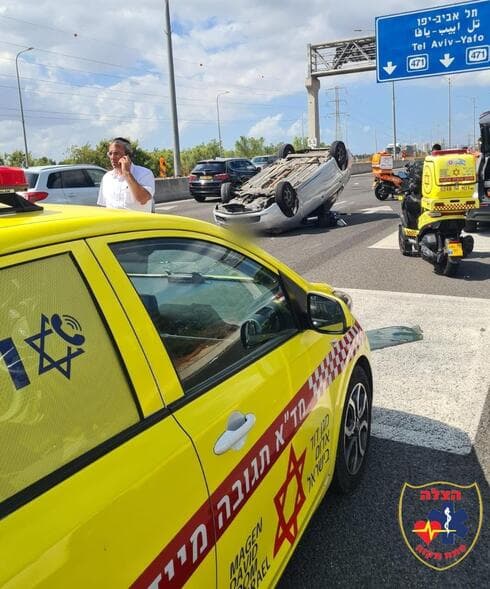 זירת התאונה (צילום: דוברות הצלה פתח תקוה) זירת התאונה