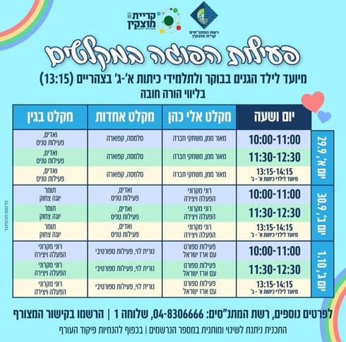פעילות הפוגה במקלטים בקרית מוצקין