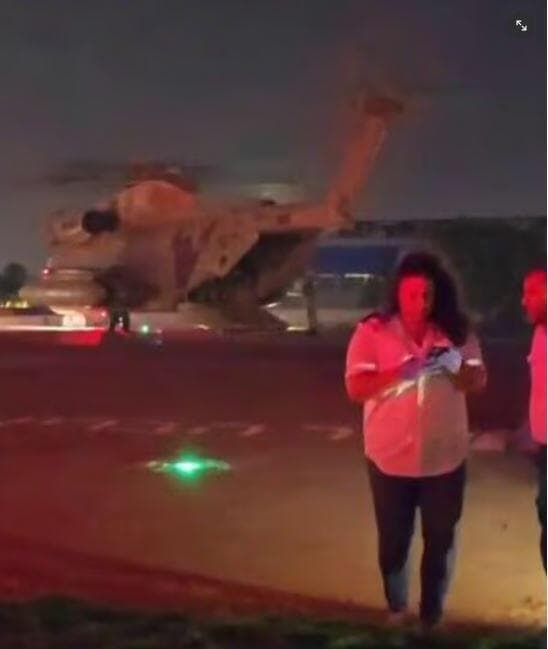 פינוי פצועים במסוק לשיבא
