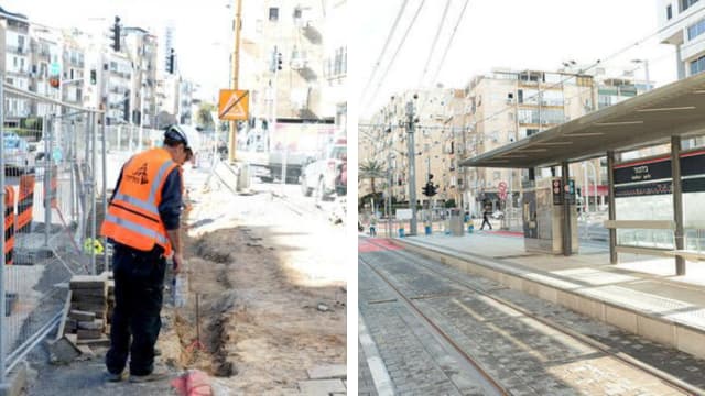 הרכבת הקלה בבת ים. בזמן העבודות וכיום