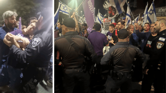 מעצר אלים במוריה (צילום: מחאת העם חיפה) מעצר אלים במוריה