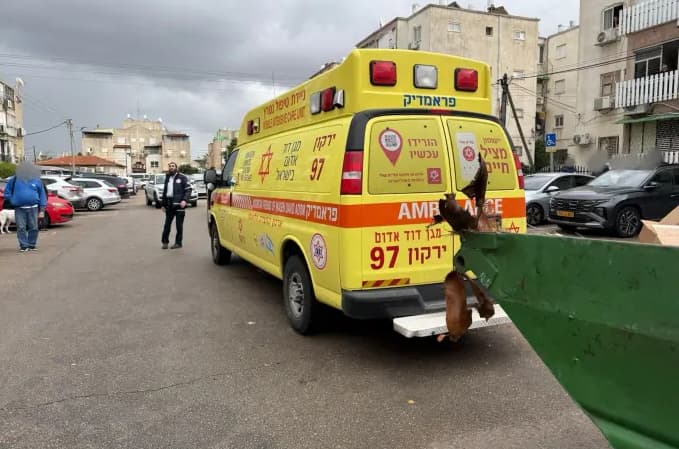 זירת הרצח בנתניה (צילום: דוברות מד"א) זירת הרצח בנתניה