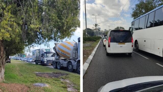 פקקים בכביש כפר סבא- טירה