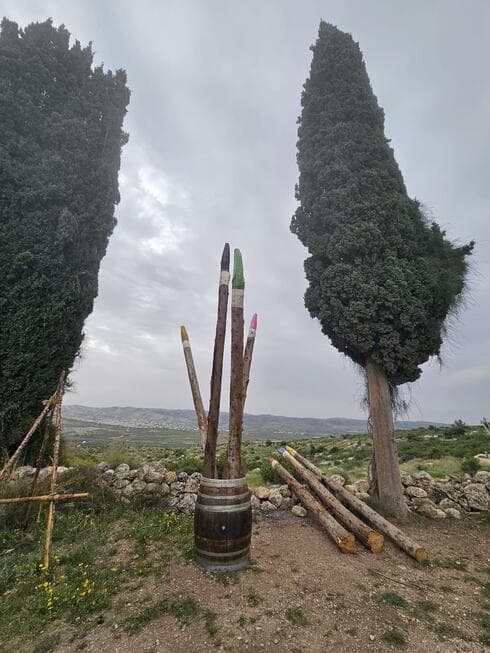 מטיילים ליד הבית במודיעין. אמנות בין הברושים 