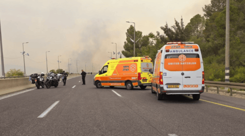 השריפה בכביש 1 (צילום: דוברות איחוד הצלה) השריפה בכביש 1