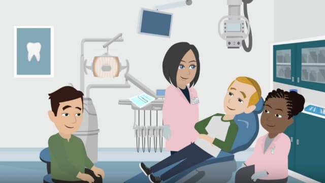 דמויות הלומדה: הרופאה שני, קרן הסייעת, אמיר המטופל ויוסי המלווה (צילום: מתוך סרטון לומדת שני) דמויות הלומדה: הרופאה שני, קרן הסייעת, אמיר המטופל ויוסי המלווה