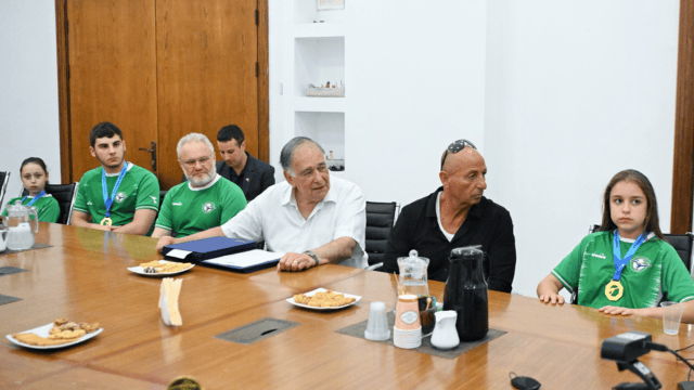 קבלת הפנים לספורטאים המצטיינים בלשכת ראש העיר חיפה