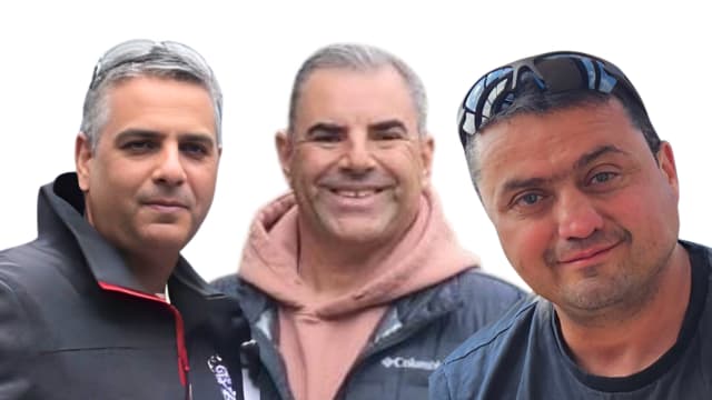 מימין: איגור פרדקין, אורי לוי, דני אברהם זכרונם לברכה שנהרגו בזן