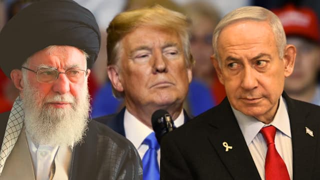 משחקי מלחמה. חמינאי, טראמפ ונתניהו (צילום: יאיר שגיא, shutterstock, סוכנות הצילום האיראנית) משחקי מלחמה. חאמינאי טראמפ נתניהו