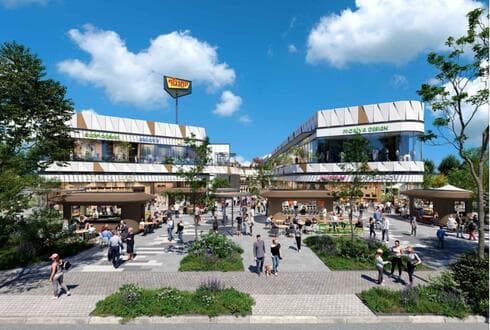 הדמיית המרכז המסחרי החדש ברחוב גיסין פתח תקוה (הדמייה: מתוך מסמכי הוועדה המקומית של עיריית פ"ת; מתוך הרשת החברתית, שימוש לפי סעיף 27א לחוק זכויות יוצרים) הדמיית המרכז המסחרי החדש ברחוב גיסין פתח תקוה