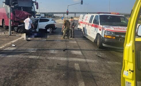 זירת התאונה (צילום: תיעוד מבצעי מד"א) זירת התאונה