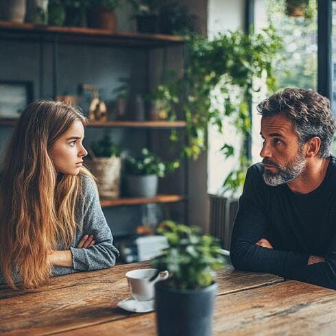 אבא ובת מדברים על האפשרות של מרכז גמילה מקנאביס