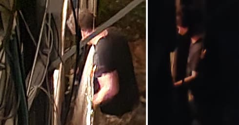 אדם מציץ בחלונות ברחוב אורן חיפה. מתיעוד התושבים (צילום: פרטי) אדם מציץ בחלונות ברחוב אורן חיפה