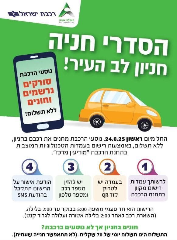 הסדר חנייה חדש לנוסעי הרכבת במודיעין (צילום: עיריית מודיעין) הסדר חנייה חדש לנוסעי הרכבת במודיעין