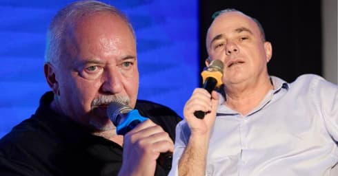 יובל שטייניץ ואביגדור ליברמן בוועידת העתיד הכלכלי חיפה יובל שטייניץ ואביגדור ליברמן בוועידת העתיד הכלכלי חיפה