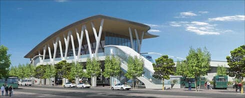 הדמיית תחנת הרכבת הרצליה (צילום: רכבת ישראל) הדמיית תחנת הרכבת הרצליה