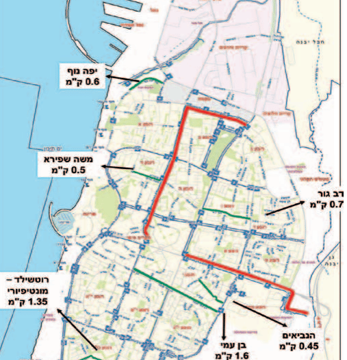 מפת שבילי האופניים באשדוד (איור: באדיבות העירייה ) מפת שבילי האופניים באשדוד