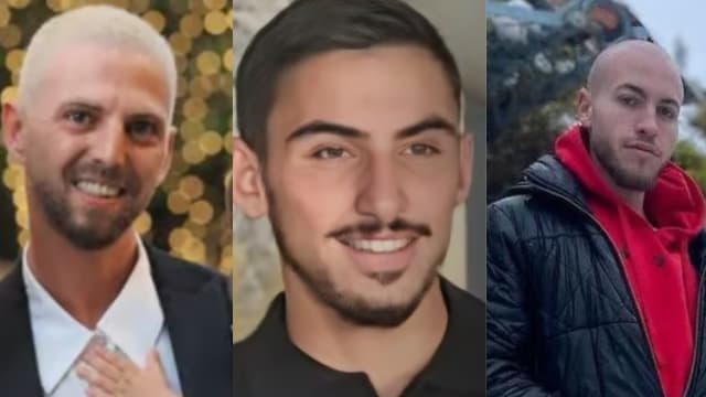 מימין: החטופים איתן מור, רום ברסלבסקי ואלקנה בוחבוט (צילום: באדיבות המשפחות) מימין: החטופים איתן מור, רום ברסלבסקי ואלקנה בוחבוט
