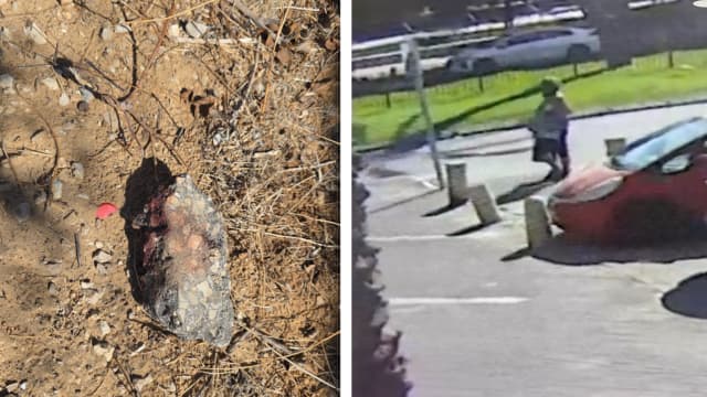 החשוד בתקיפת האישה בחולון והאבן שאיתה תקף החשוד בתקיפת האישה בחולון והאבן שאיתה תקף