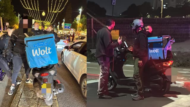 מבצע אכיפה בחיפה ובדיקת שליחי וולט (צילום: עיריית חיפה) מבצע אכיפה בחיפה ובדיקת שליחי וולט