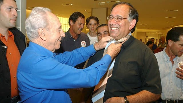 שמעון פרס ויונה יהב בשנת בחירתו לקדנציה הראשונה ב-2003
