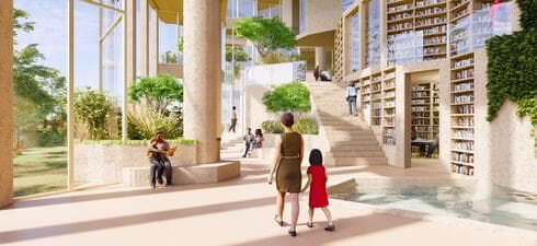 מתחם חסבון. ספרייה עירונית בשלושה מפלסים