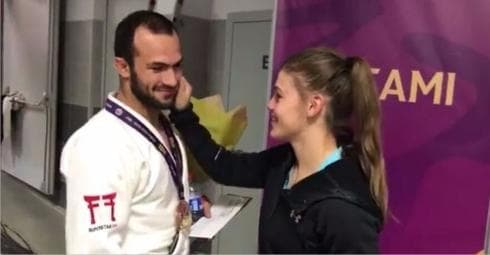 שמאילוב, עם חברתו לחיים ולענף, בטינה טמלקובה. צילום: אורן סמדג'ה