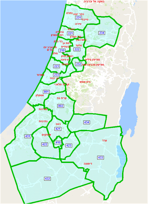 מפת מטרופולין באר שבע-תל אביב. משרד התחבורה