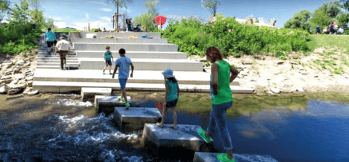 אחד ממעברי המים במתחם החדש.   הדמיה: עדי ויינשטיין אדריכלים